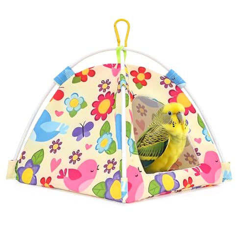 Bird Tent Bed for Parakeets, Cozy Cage Accessories for Small Birds | Dual-sided mat, washable fleece, hanging design, fits budgies lovebirds finches parrotlets, all-season use, easy install