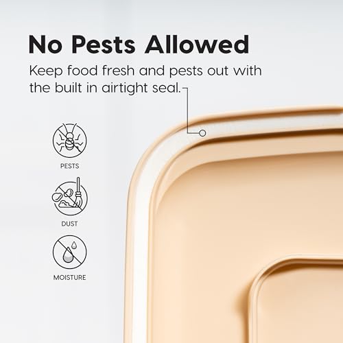 IRIS USA Dog Food Storage Container, Up to 13 lbs, Almond, Made in USA | BPA-Free, Airtight Seal, Best for Cat Food, Bird Seed, Chicken Feed, Pet Toys, Treats, Pellets - color: Almond