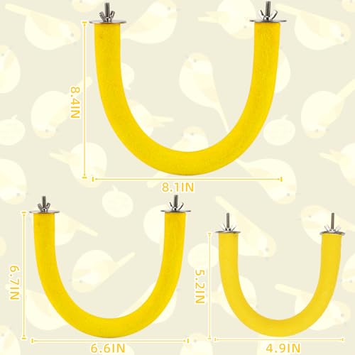 Rypet U-Shaped Large Parrot Perch, Quartz Bird Perch for Cage(Yellow XL) | Safe Chew & Rest Perch for Large Birds, Durable Non-Toxic Cage Accessory, for Parakeets Cockatiels Conures Macaws - color: Yellow, size: X-Large