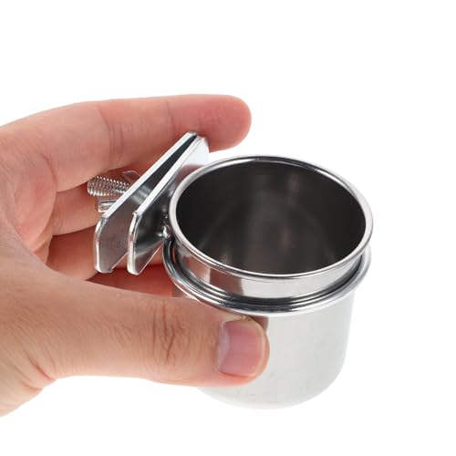 Yardwe 2pcs Stainless Steel Bird Food Bowl Clamp Holders with Hanging Feeders for Parrot Cage, Small 4.4cm 5.5cm Feeding Dish Cups Suitable for Cockatiel Budgie Parakeet