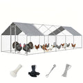 Metal Chicken Coop with Waterproof Pitched Roof, 32.8×9.8×6.4ft | Thickened Steel Frame, Predator-Proof Wire, Weatherproof & UV Resistant Cover, Detailed Assembly Guide & Tool Kit - size: 393.6"L x 118.1"W x 76.8"H