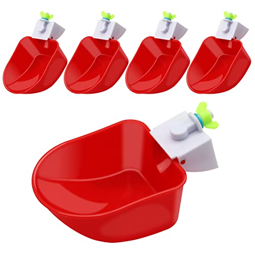 5 Pack Chicken Waterer,Large Plastic Automatic Chicken Waterer Cups kit, 3/8 Inch Thread Poultry Drinking Bowl for Ducks, Birds, Bunny, Quail etc