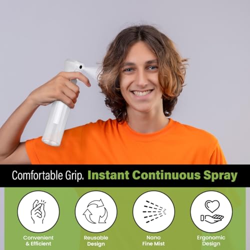 VIGOR PATH Continuous Spray Bottle for Hair – Fine Mist Mister for Hairstyling, Cleaning, Plants, Pets, Barbers, Salons, and Essential Oil Applications (200ml/6.7 oz) Clear 2 Pack - size: 6.7 oz - Clear - 2 Pack