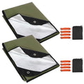 2 Pack Heavy Duty Waterproof Emergency Thermal Tarp, Insulated Survival Blanket for Outdoor Camping, Hiking, and Emergency Shelter, Green - color: Green 83''x59'',2 Packs