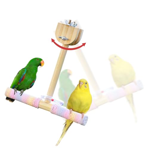 Bird Swing for Cage,Rust Sound Interactive Hanging Bird Toy Perch,Wooden Exercise Cockatiel Toys,Bird Cage Accessories Perch,Parrot Perch Stand for Conure,Budgie,Cockatiel,Lovebird,Canary,Finch - color: Perch
