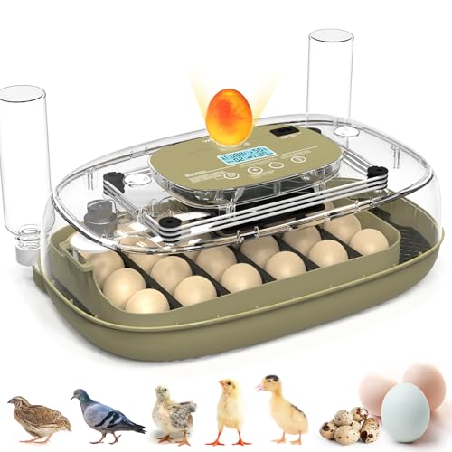 HOWOOlUA 24 Egg Incubator for Hatching Eggs with Auto Turn, Temp & Humidity Control, Built-in Candler Large Capacity Egg Incubator for Chicken Duck Goose Eggs