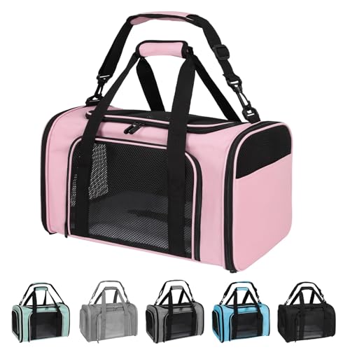 Carriers Soft-Sided Pet Carrier Pink for Medium Large Cats Dogs Undertake 35Lbs,Ventilated Mesh Windows,Top Load Cat Carrier with Airline Approved(X-Large,Pink) - color: pink, size: 20.0"L x 13.0"W x 13.0"H