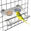 Tfwadmx Bird Parrot Feeding Cups, Small Bird Feeding Dish Cups Stainless Steel Birds Bowls Food Water Bowls with Food Holder for Cockatiel Parakeet Budgies Finches Lovebirds