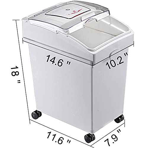 VEVOR Ingredient Bin, 5.2 Gallons Capacity Ingredient Storage Bin, 3 Pcs/Set, PP Material Flour Bins On Wheels, White Shelf Ingredient Bin with Scoop and Sliding Lid, Commercial Storage Bins - size: 5.2 Gallon*3