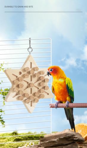 LOS ANDES Parrot Chew Toy with Soft Corks, Wooden Biting Training Toy and Foraging Bird Toys,Bird Cage Accessories, Parakeet Toys - size: Hexagon