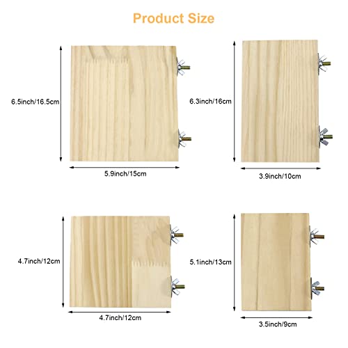 Litewoo 2pcs Bird Perch Platform Flat Stand Beak Paw Grinding for Parrot, S | 3.5" x 5.1", natural wood, easy to install, save space, for parrot/parakeet/cockatiel/lovebird//conure/finch/budgie/cage