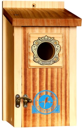 SISTERBIRD Preminum Bluebird Houses for Outside, Wooden Bluebird House, Birdhouses for Outdoors Courtyard, Festival Bird Nesting, Assembly Bird Box, Bluebird Finch Swallow Wren Chickadee - color: Medium Toast Vintage -- 1PK