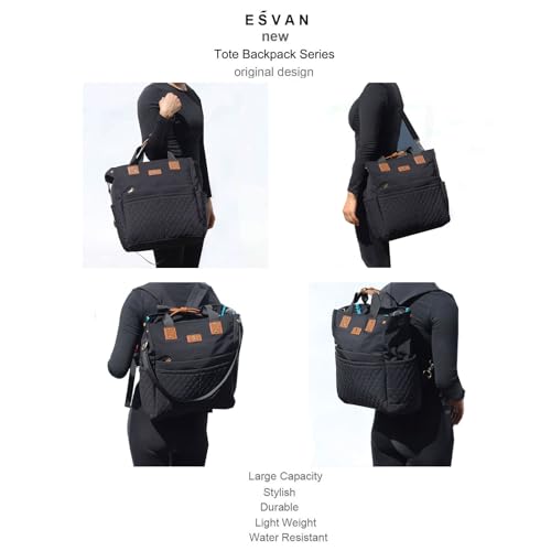 Diaper Tote Bag Totepack Backpack Crossbody Bag 3 in 1 for Women Laptop Backpack Multifunctional with Insulated Pockets - color: B Black