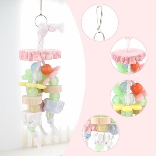 Hypeety Bird Calcium Teeth Grinding Stone Chew Treats Toy Beak Buffer Stone for Hamster Bird Parrot African Grey Parakeets Cockatiels Conures Amazons Small Animal Cage Hanging Bite - color: Calcium Stone