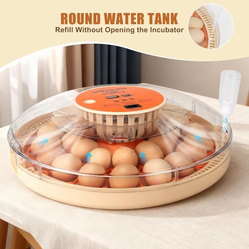 Gen IV - 30 Egg Incubator, Wide-Range Humidity with Manual Water Fill, Stable Temp Control, Dual-Size Egg Slots, Auto Egg Turning, Candler, Real-Time Display for Hatching Poultry Eggs - size: 30 egg-white