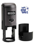 Infusion Round Teacher Stamp, Holiday, 3/4'' Self-Inking Rubber Stamp - Happy New Year - Blue Ink - color: Happy New Year