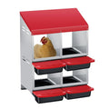 Chicken Nesting Box, 4 Compartment Roll Away Design for High-Volume Egg Collection and Easy Wall Mounting with Metal Legs - color: red, size: 4 holes 2