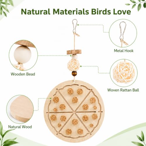 2 PCS Wooden Bird Chew Toys-6.3 X 6.3 Inch Hanging Parrot Toys with Detachable & Replaceable Corks,Foraging Toys for Cockatiels,Parakeets,Conures & Small to Medium Parrot - style: Bird Toy