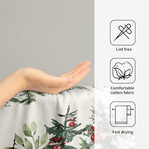 Christmas Tree Hand Towels Set of 2, 14x28 in Winter Forest Pine Cones Picks Bells Absorbent Quick Drying Kitchen Tea Towel Washcloths for Bathroom Hotel Holiday Seasonal Decor - color: Winter Xmas Tree
