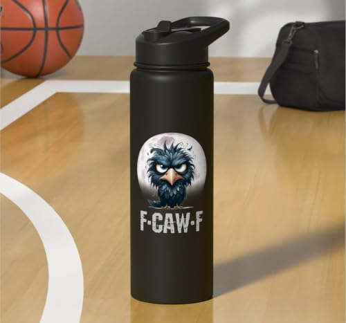F-Caw-F Black Crow Black Bird Funny Crow F-Caw-F Stainless Steel Insulated Water Bottle - color: Black