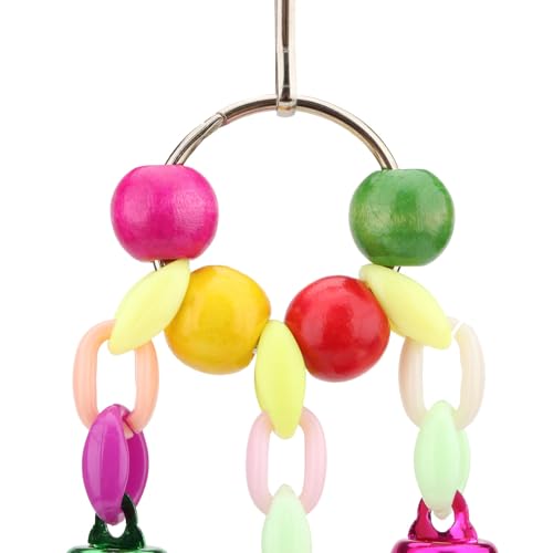 Hypeety Colorful Bird Bell Toys Parakeet Cage Hanging Chew Bells for Parrot | Bright colorful bells, chewable, safe materials, fits most cages, easy to hang, reduces boredom, for small parakeets, 3 bells - color: Hanging Bell B
