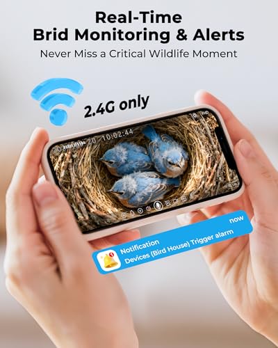 Bluebird House with Camera,Bird House with Camera Solar Powered | Motion Detect & Night Vision,App Control,Wi-Fi Bird Watching for Backyard Nesting,Camera Bird House,Smart Bird House,Blue - color: Light Blue