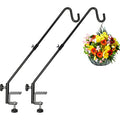 31 Inch Heavy Duty Deck Hook, Non-Slip Clamp, 360 Degree Swivel, Black for Bird Feeders, Planters, Suet Baskets, Lanterns, Wind Chimes, 2 Pack - size: 31 Inch