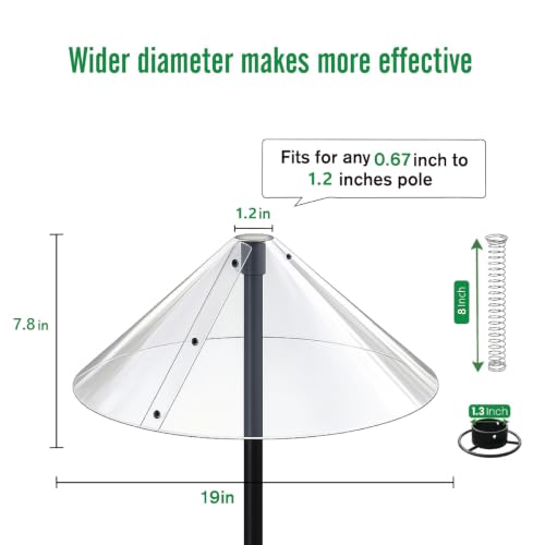Premium Squirrel Baffle for Bird Feeder Pole Protector with Spring for Better Defense 19 Inch Slinky to Bird Feeders Outside Mount Anti Raccoon Rodent Stopper Garden Accessories Backyard