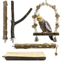 5Pcs Natural Wooden Bird Perch Set – Parrot Perch Toys, Bird Cage Perches, Cage Accessories for Budgies, Cockatiels, Lovebirds, Finches, and Other Small to Medium Birds - size: 5PCS-A