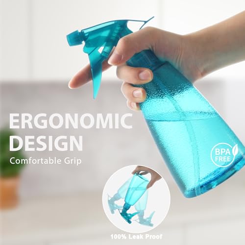 Bealee Spray Bottles 3-Pack, 16 Oz, Mist & Stream Plastic Water Sprayer | Professional Empty Sprayer for Hair, Essential Oils, Plants, Cleaning Solutions, Cat Dog Correction Behavior, Leak-Proof