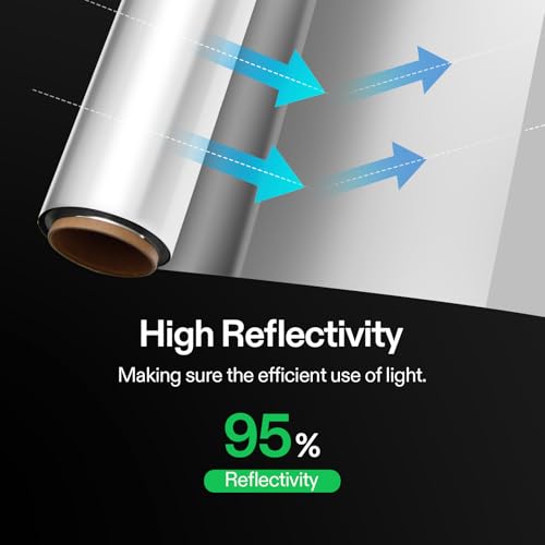 VIVOSUN Highly Reflective Mylar Film Roll 4FT x 25FT for Outdoor Grow Room | 95% Reflectivity, Aluminum Coated PET Mylar Film, Waterproof Tear Resistant Film for Outdoor Grow Room Indoor Decoration - size: 25FT