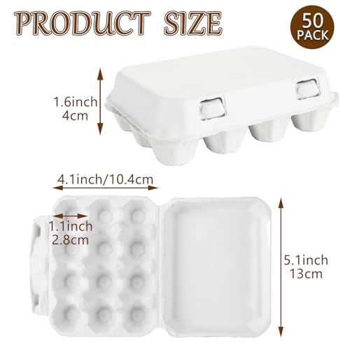 50 Pack Quail Egg Cartons, 3x4 Dozen Quail Egg Carton, Blank Natural Pulp Quail Eggs Container Holder Reusable for 12 Count Quail Egg Carton Storage Tray for Refrigerator