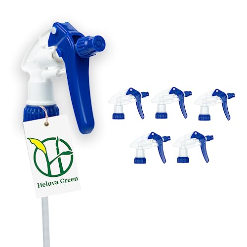 Heluva Green Spray Bottle Nozzle Replacement Tops, Blue 6 Pack | Heavy-duty trigger sprayer tops for commercial and home cleaning. Fits 8/16/24/32 oz plastic & glass bottles. - color: Blue, size: 6 Pack