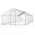 CHIKENCOOP 26x9.8x6.5 ft Metal Chicken Coop, Chicken Run with Cover | Four-room walk-in chicken run with waterproof UV-resistant spire roof cover, lockable steel door, and PVC-coated mesh. - size: 318.0"L x 118.0"W x 80.0"H