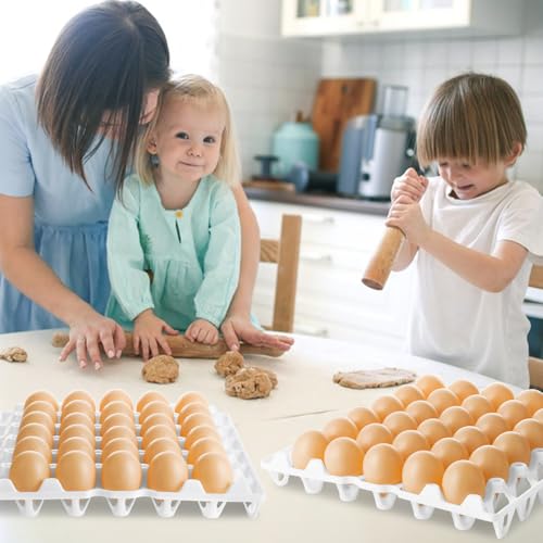 12 Pack Plastic Egg Tray 30 Count Stackable Bulk Egg Cartons Racks Organizer Plastic Egg Trays Crate for Packing, Storing, Sorting, Shipping, White