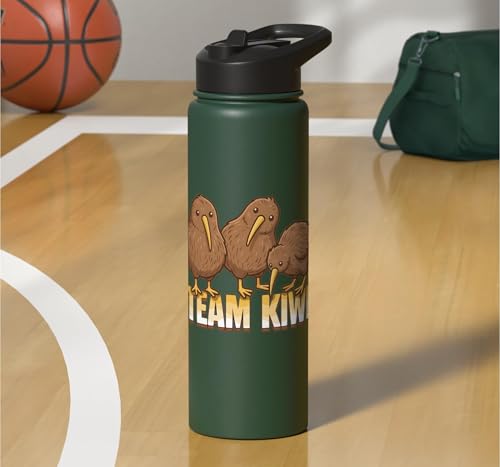 Team Kiwi Bird Kiwi Animal Cute Kiwi New Zealand Bird Stainless Steel Insulated Water Bottle - color: Dark Green