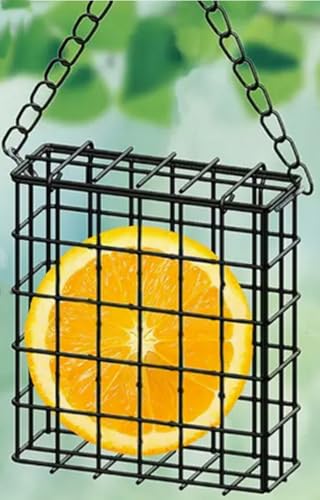 Suet Feeder for Outdoor Garden Yard Patio Hanging Metal Suet Cake Holder Squirrel Proof Weatherproof Bird Parrot Feeders Single Suet Cage for Wild Birds Woodpecker Hummingbird - style: Without Roof Top