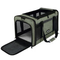 GAPZER Medium Cat Carrier Bag Lightweight, Soft-Sided Small Pet Carry Crate | 18 x 11 x 11 Light Weight Yorkie Kennel up to 15 lbs for Indoor House, Top Entry Bunny Canvas Bag Vet Visit Easy Clean Olive - color: Olive