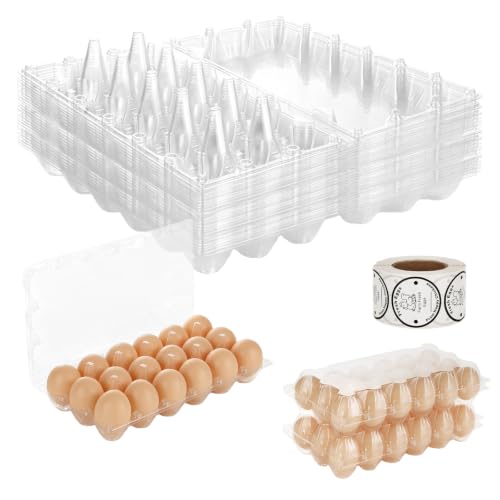 36 PCS Plastic Egg Cartons Cheap Bulk 18 Count Clear Blank Egg Cartons with Free Labels Holds up to 18 Eggs Securely Reusable Egg Carton for Family Pasture Chicken Farm Market Display, 3x6 Grids - size: 3X6