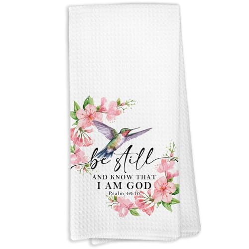 Be Still and Know That I Am God Kitchen Towels, Christian Bird Gifts for Women, Bird Decor Dish Towels for Kitchen, Christian Hummingbird Decor Bible Verse Decorative Hand Towel - color: Color-9