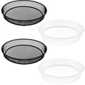4 Pcs 7 Inch Metal Round Bird Feeder Tray and Plastic Bird Bath Bowl, Wild Birds Seed Tray Bath Water Bowl Outdoor Accessory for Humming Feeder Station (4)