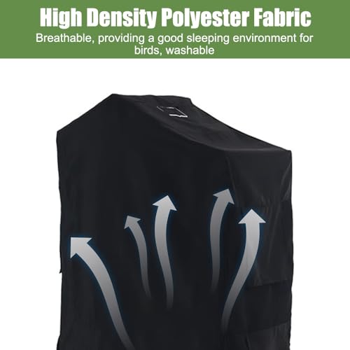 DONGKER Bird Cage Cover,Waterproof Bird Black-Out Cover Breathable with Zipper & Self-Adhesive Fastening for Parrot Parakeets Winter Windproofing & Warmth