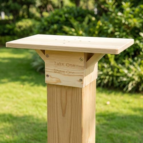 Outdoor Little Library Mount for 4x4 Post, Library Book Box Bracket Holder | Wooden Little Library Bracket Holder for Community with Mounting Accessories