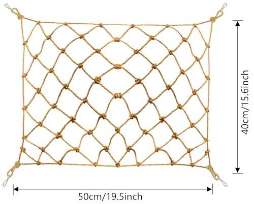 20"x16" Bird Climbing Rope Net, Parrot Swing Hammock for Cage | Bird-Safe Jute Rope, Non-Toxic, Hang-Ready, Tool-Free, For Parakeets to Macaws, Climb, Swing & Chew, Check Fit for Tiny Birds