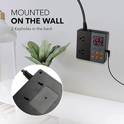 BN-LINK Temperature Controller Dual Thermostat Outlet for Heating Cooling | 2-Stage Outlet Digital Temp Controller Plug for Reptiles Aquarium Carboy Homebrew Breeding Fermenter, -58-230℉, 15A/1875W - style: T9