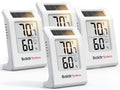 BALDR 4-Pack Digital Hygrometer Thermometer, Solar Power with Battery Backup Temperature and Humidity Monitor, Mini Room Thermometer with Comfort Indicator (White) - color: White 4 Pack