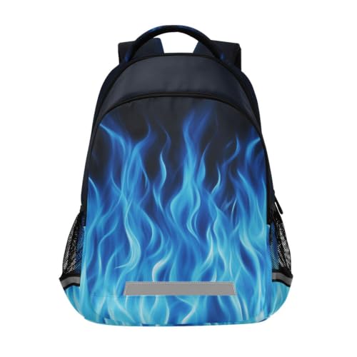 Kids Blue Flame Backpack for Boys Girls School Bags | Elementary Middle, Travel Daypack Lightweight Waterproof with Reflective Strip - color: Blue Flame