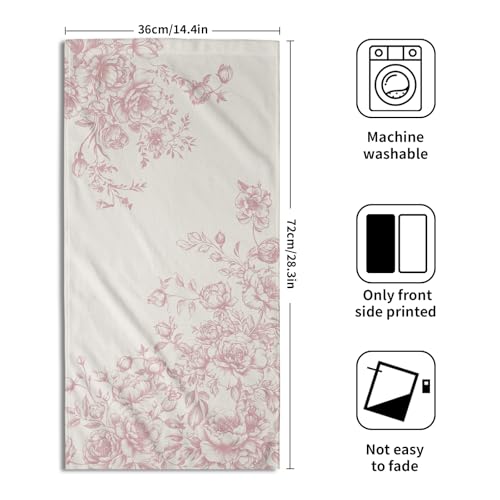 Vintage Flowers Hand Towels Set of 2, Spring Pastel Pink Floral Absorbent Dish Towel Tea Towels for Farmhouse Bathroom Kitchen Cooking Baking Cleaning and Party Decor 14x28 Inch - color: Chinoiserie White Pink Flowers