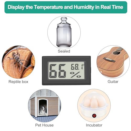 Vaikby 12-Pack Mini Digital Thermometer Hygrometer, Indoor Humidity Monitor, Temperature Humidity Gauge Meter with Fahrenheit (℉) for Bedroom, Greenhouse, Garden, Cellar, Closet, Fridge