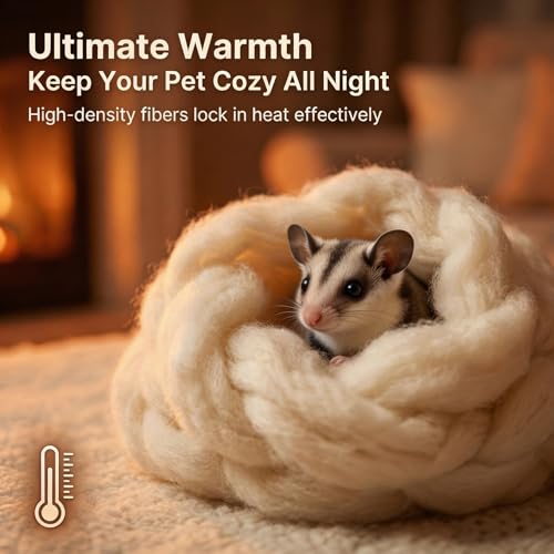 RAINFLOW 5OZ Natural Nesting Material - Cotton Hamster Bedding | Animal Nest Bedding for Small Pets, Wild Birds, Rabbits, Sugar Gliders, Squirrels, Hamsters Cozy Nesting Fiber Supplies